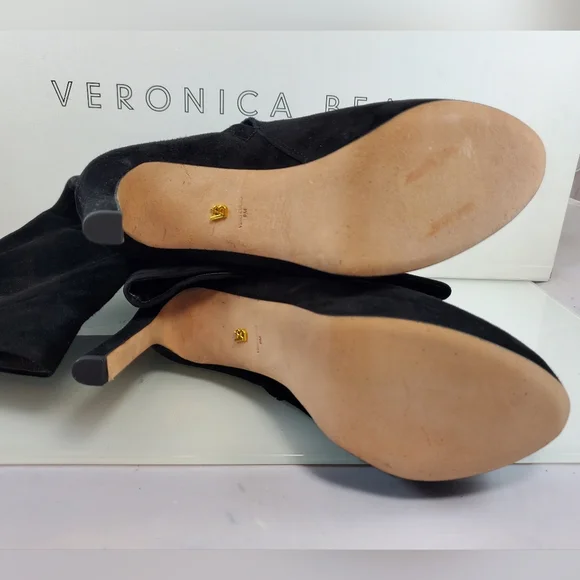 NWT$695 Veronica Beard Suede Dali Knee High Stiletto Heeled Boots in Black Sz 9 - Picture 14 of 16
